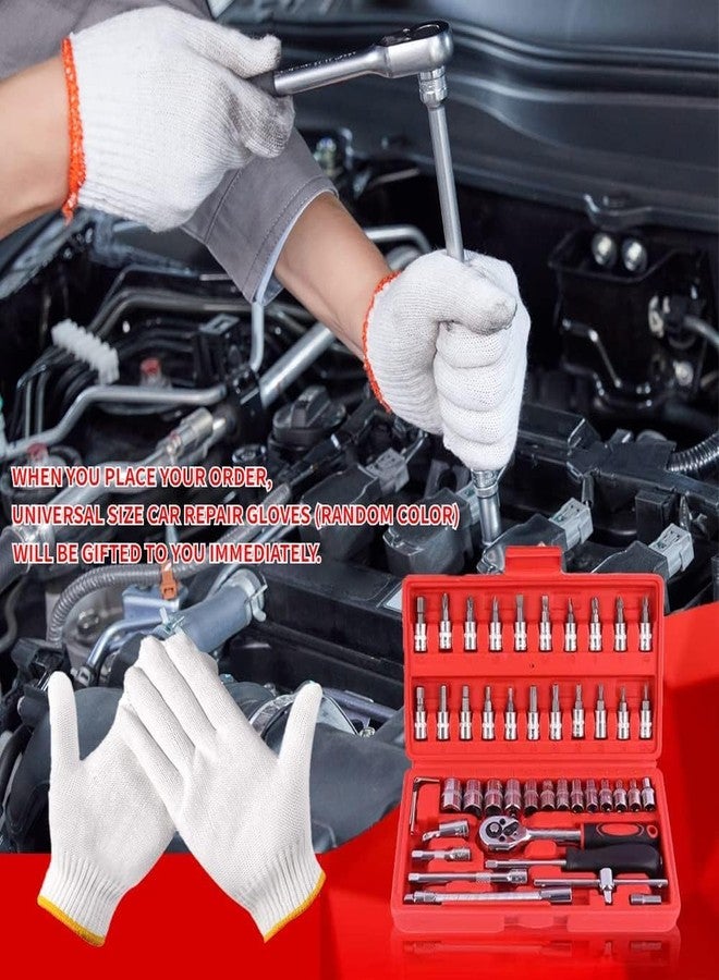 Sument Tool Kit 46 Pieces Drive Socket Set Auto Repair Hand Tool Ratchet Wrench Set, Tools Kit for Automotive Repair, Household, Car & Bicycle Repairs Metric screwdriver Set with Storage Case - Image 5